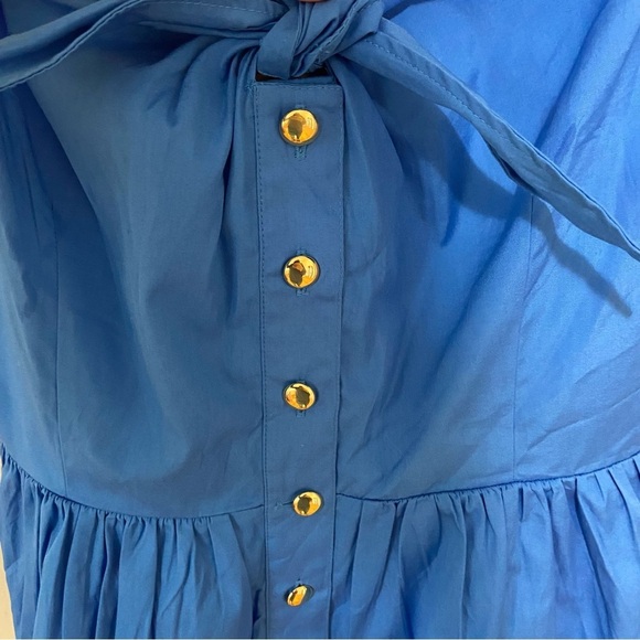 J.Crew NWT Tie Front Peplum 100% Cotton Blue Blouse Top Size Small - Picture 5 of 8